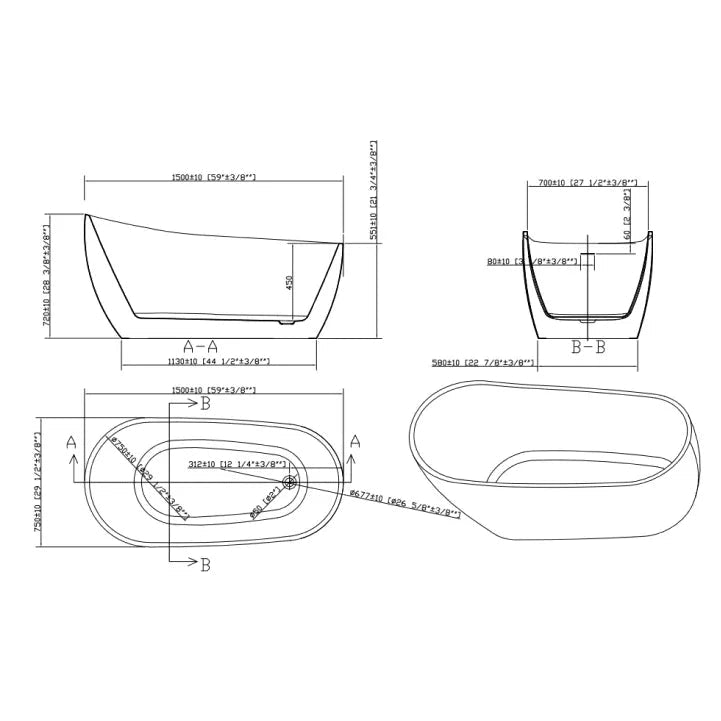 Free Standing Bathtub - PY150-75