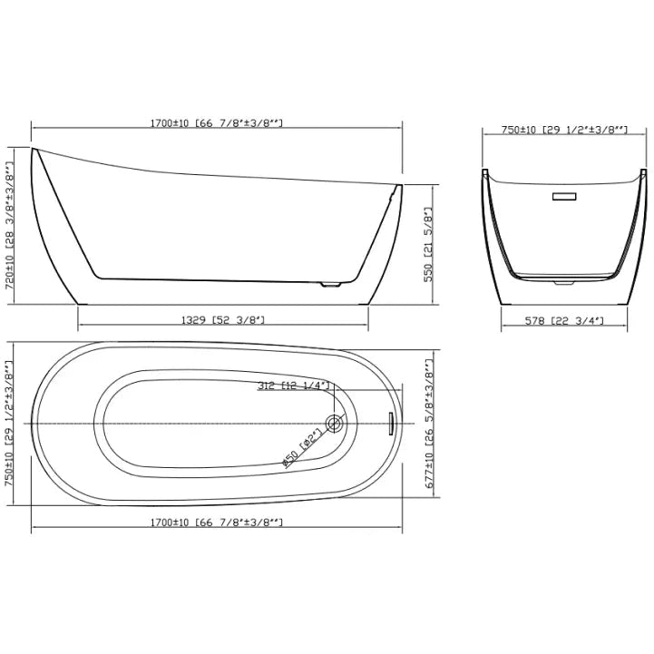 Free Standing Bathtub - PY170-75