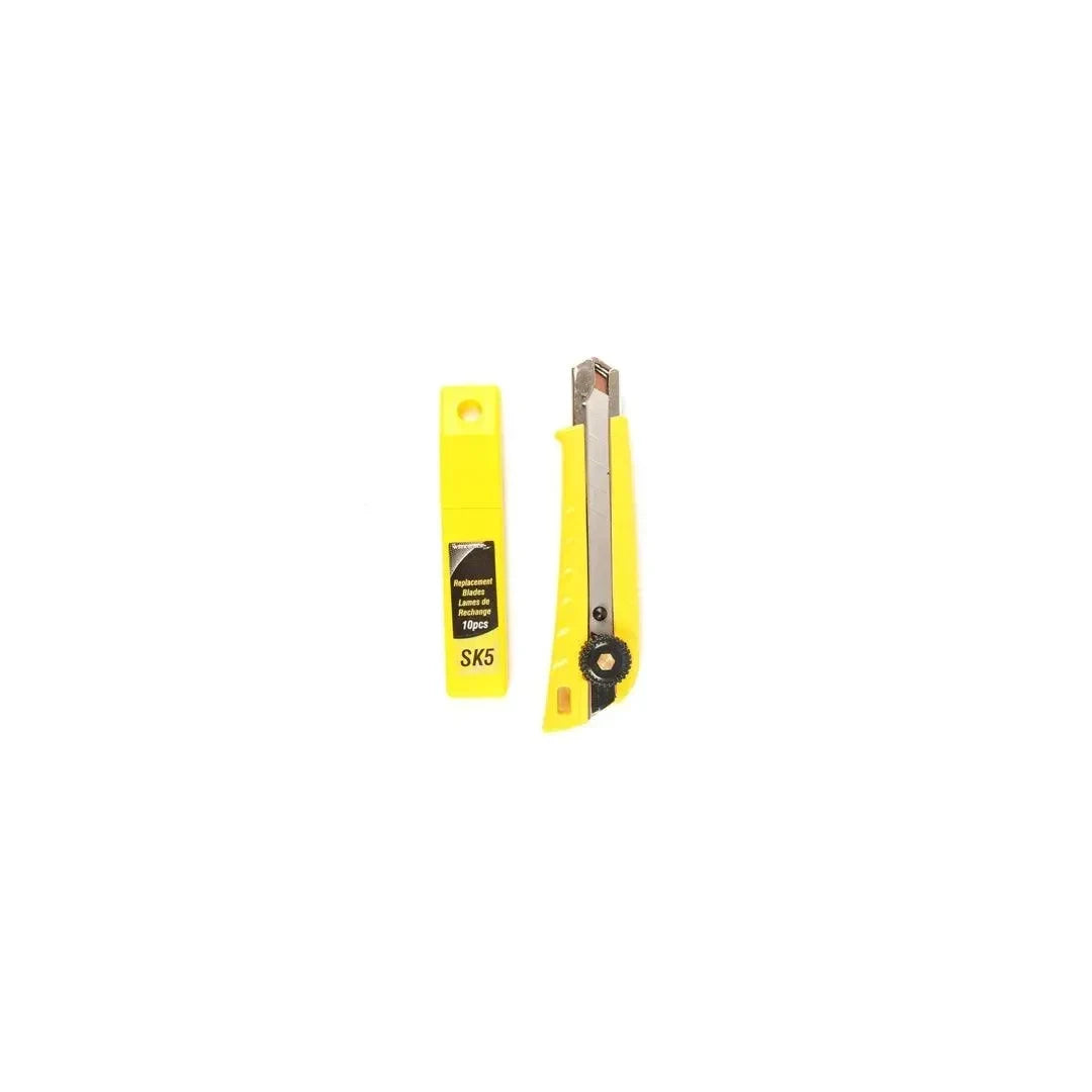 Utility Knife 18mm Snap-Off Blade + 10 Blades Yellow