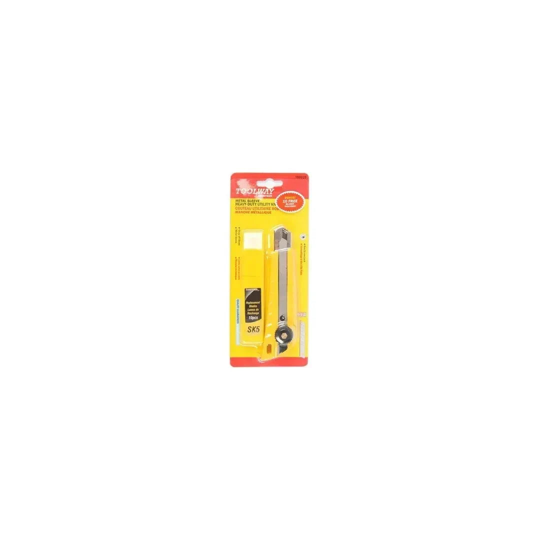 Utility Knife 18mm Snap-Off Blade + 10 Blades Yellow