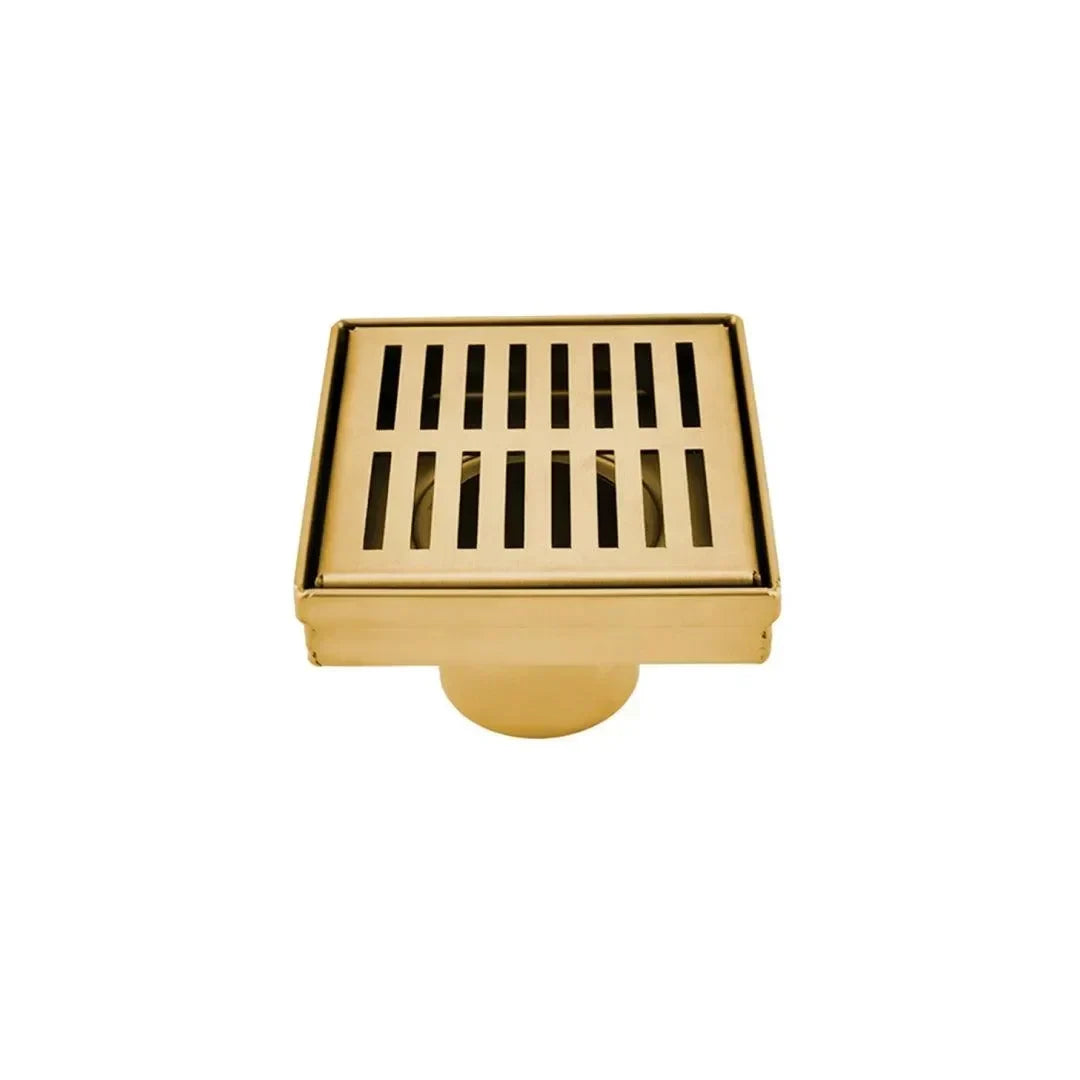 Square Shower Drain Slot Grid 6" x 6"x 2-3/4" Brushed Gold - 188096