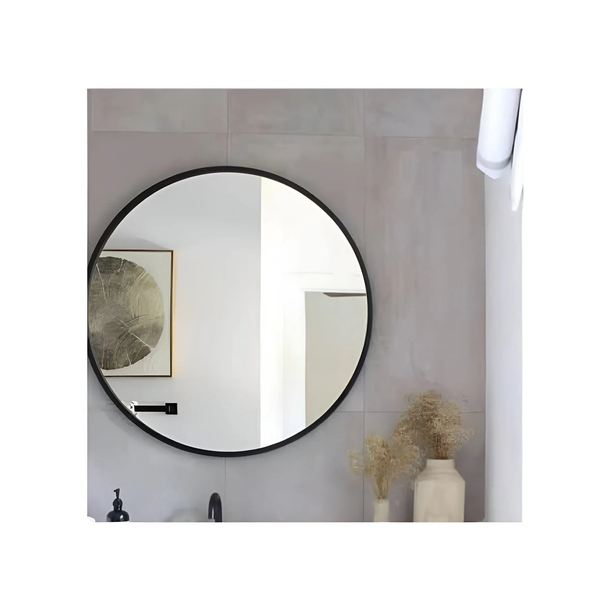 Metal Round Black Mirror