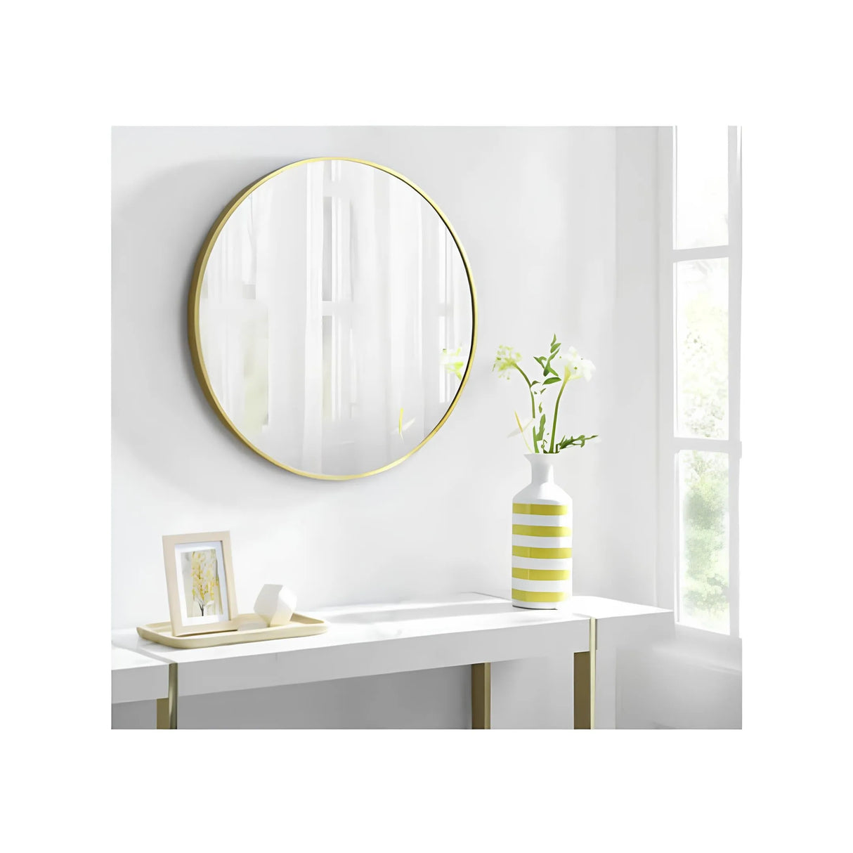 Metal Round Gold Mirror