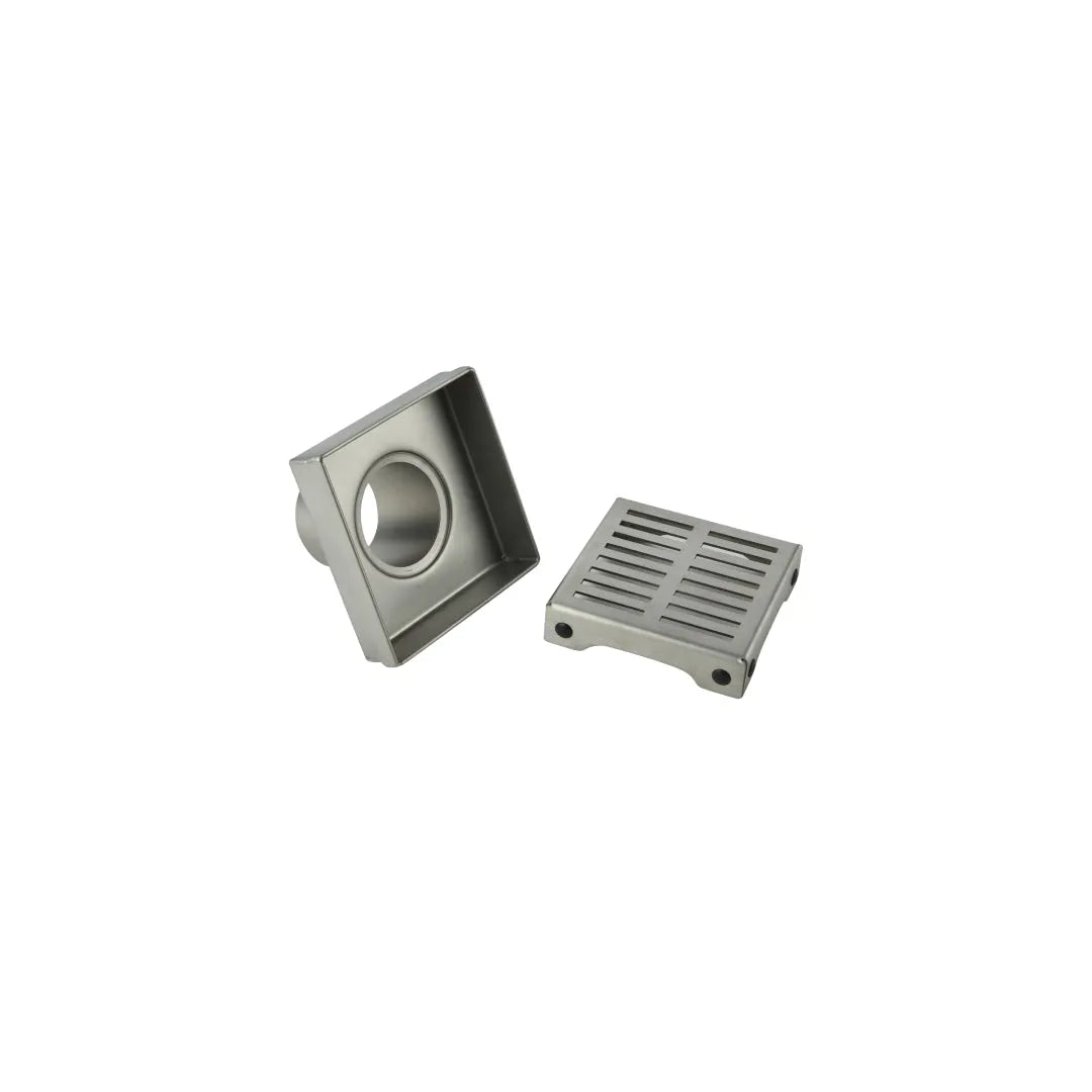 Square Shower Drain Slot Grid 6" x 6"x 2 3/4" Brushed Stainless Steel - 188097