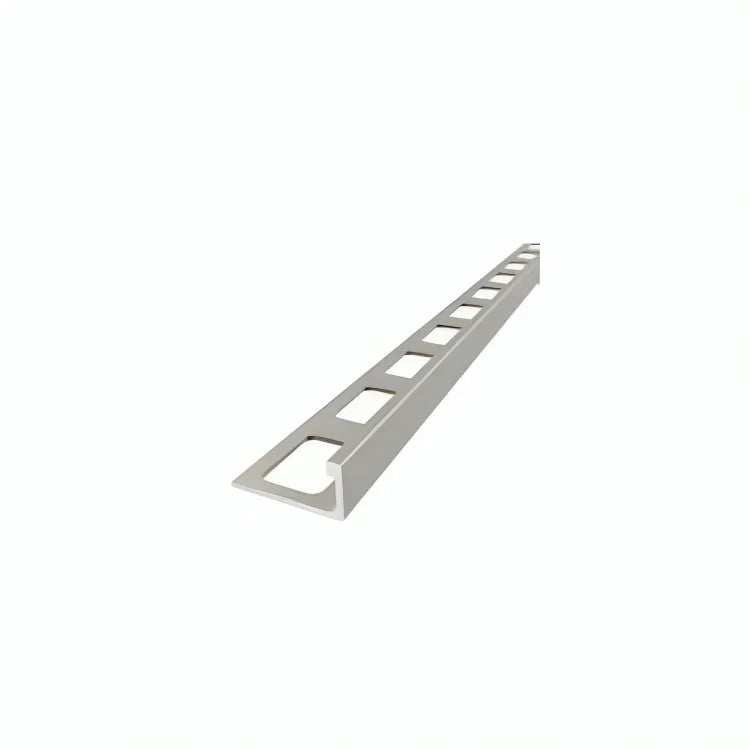 8" Aluminum L-Shaped Tile Trim - Satin Nickel Anodized