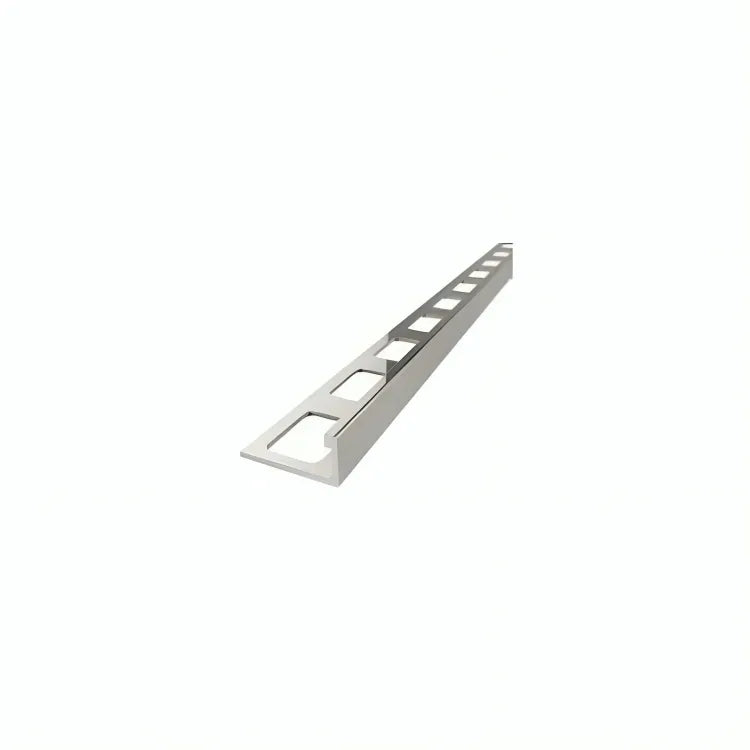8" Aluminum L-Shaped Tile Trim - Bright Nickel Anodized