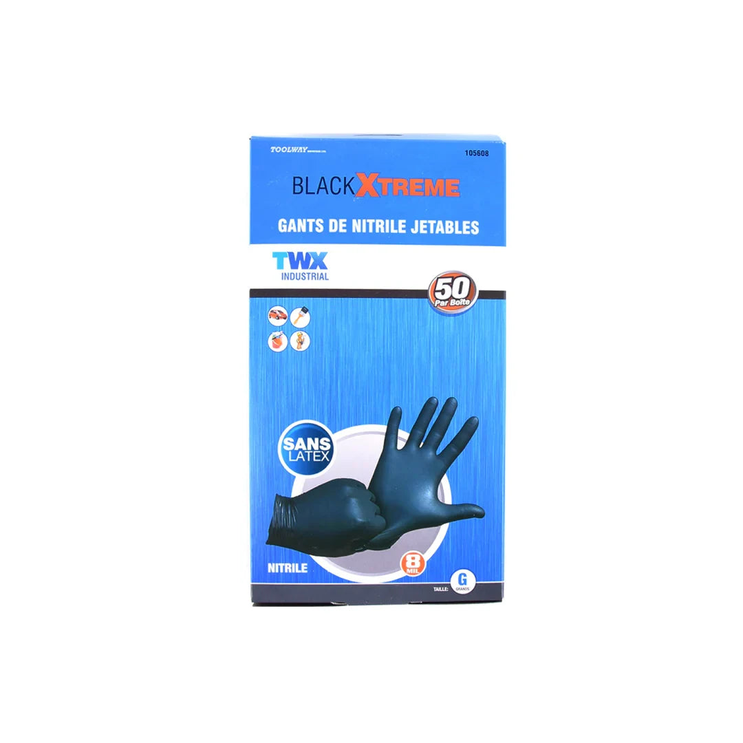Latex Free Disposable Nitrile Gloves Black 50Pk