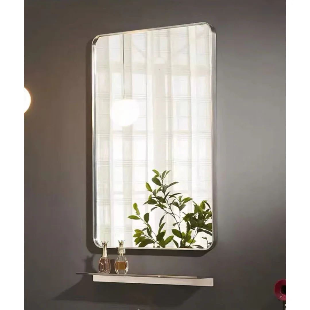 Round Corner Mirror Silver