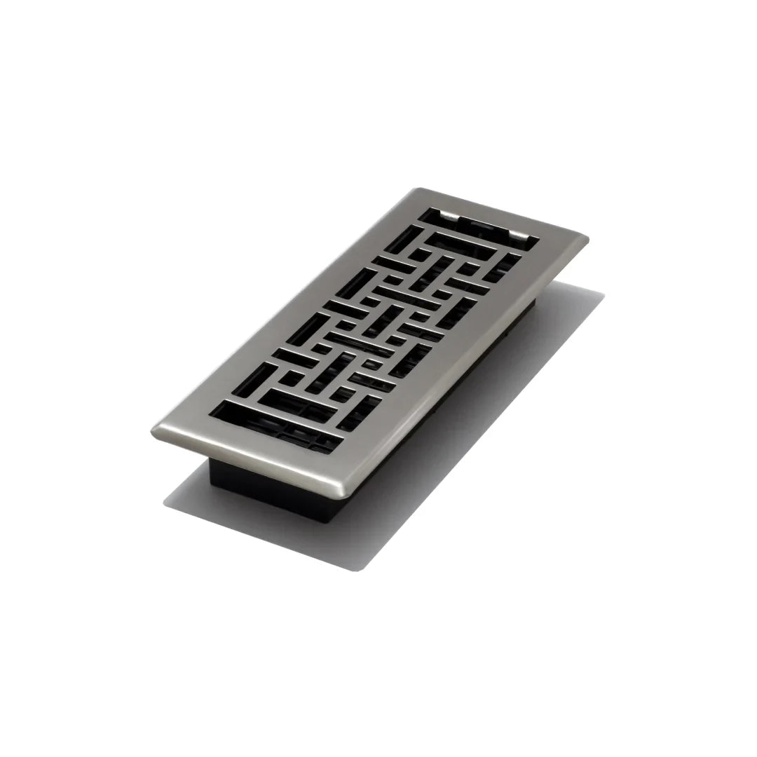 3″x10″ Oriental Steel Plated Floor Register – Brushed Nickel
