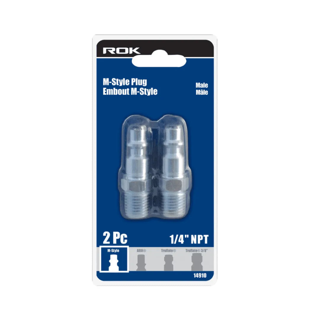1/4" Male Plug Industrial M-style Steel 2-Pack