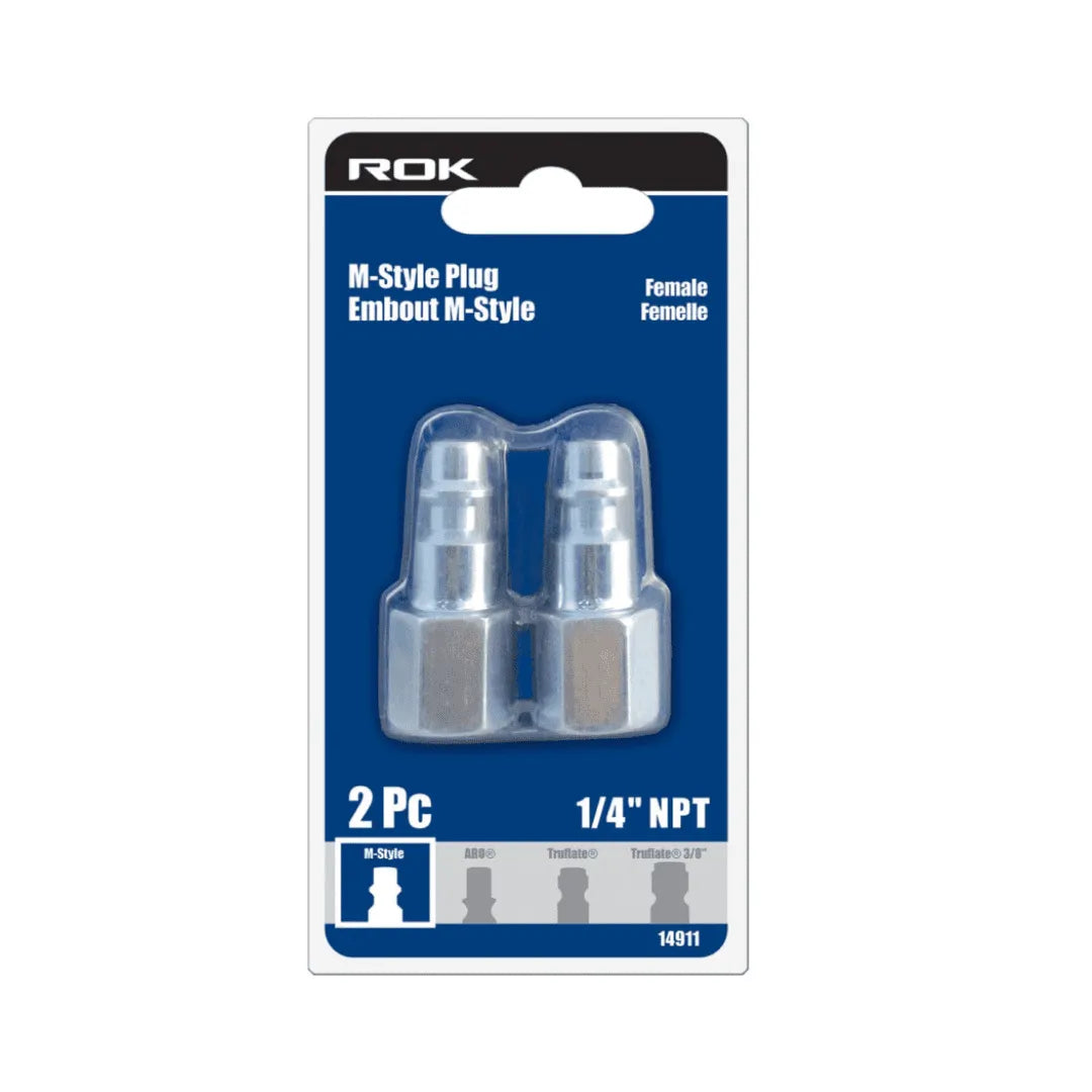 1/4" Female Plug Industrial M-style Steel 2-Pack