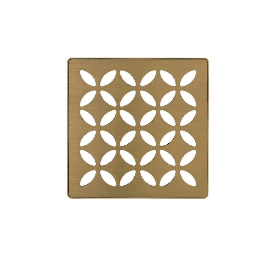 KERDI-DRAIN 4" Metallic Finishes Point Drain With Integrated Bonding Flange Floral
