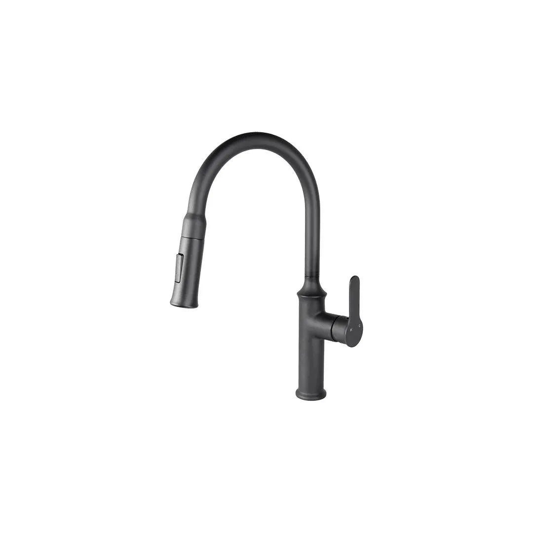 Kitchen Faucet - B23900 with pull-out sprayer and single handle mixer in matte black finish by KDN Home Option Inc.