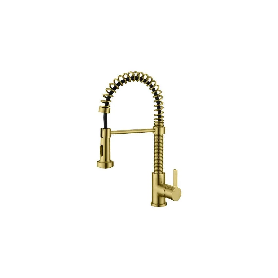 Kitchen Faucet - B25133 with pull-out sprayer and dual spray function in brass finish by KDN Home Option Inc.
