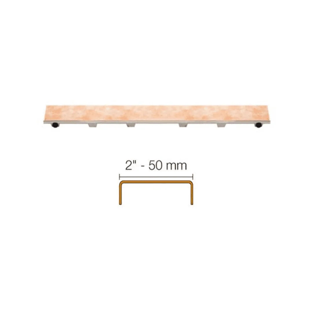 KERDI-LINE 2" Width Frameless Tile Grate for Center Outlet Channel Body Linear Drain Gate Assembly