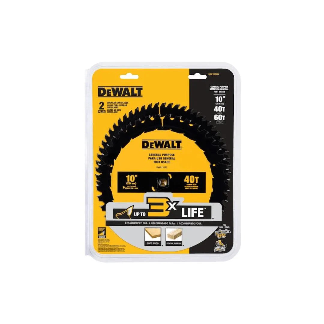 10 in. 40/60-Tooth Circular Saw Blade Combo Pack