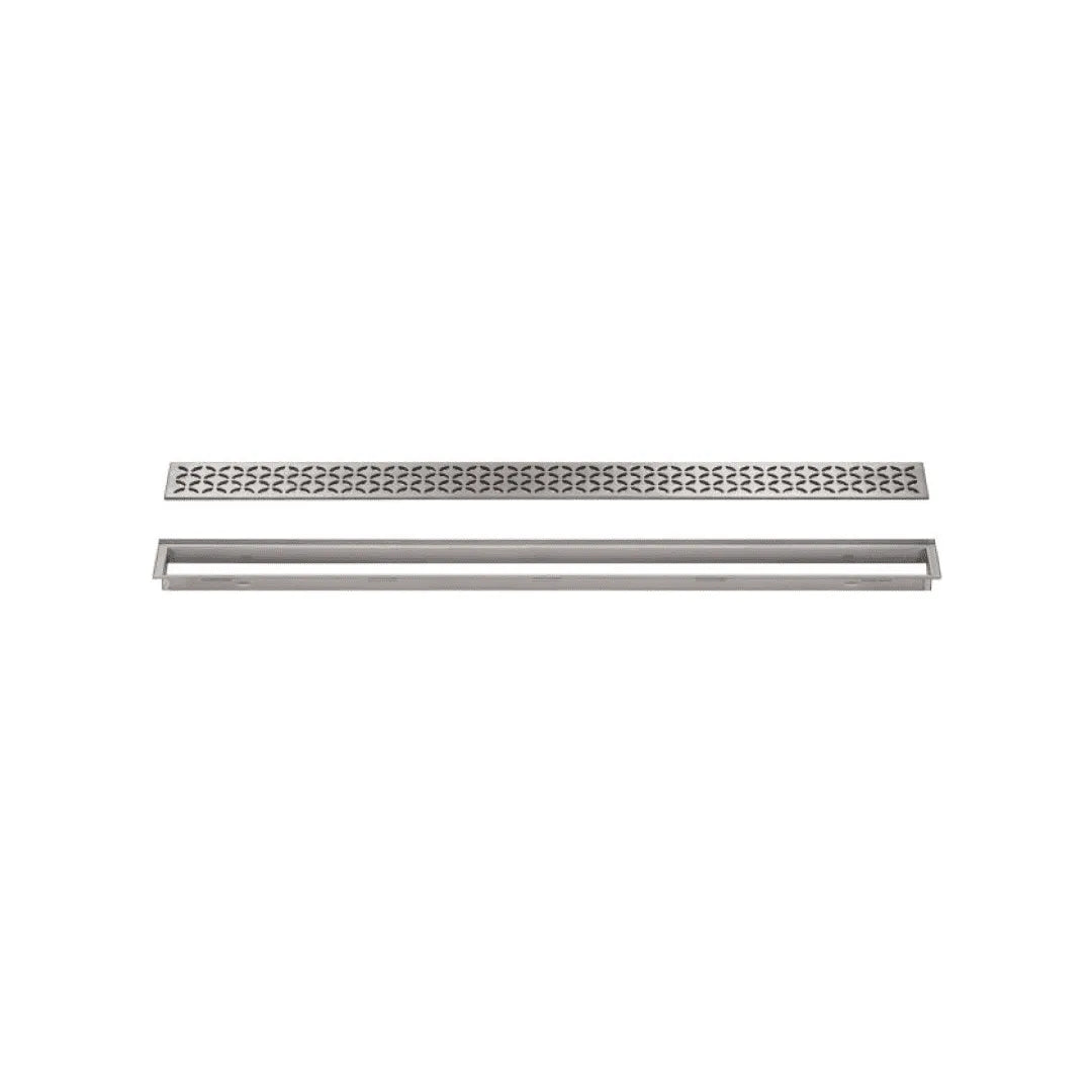 KERDI-LINE 29/32"Height x 1/4"to 11/16" Thick Linear Drain Gate Assembly Brush Stainless Steel Floral