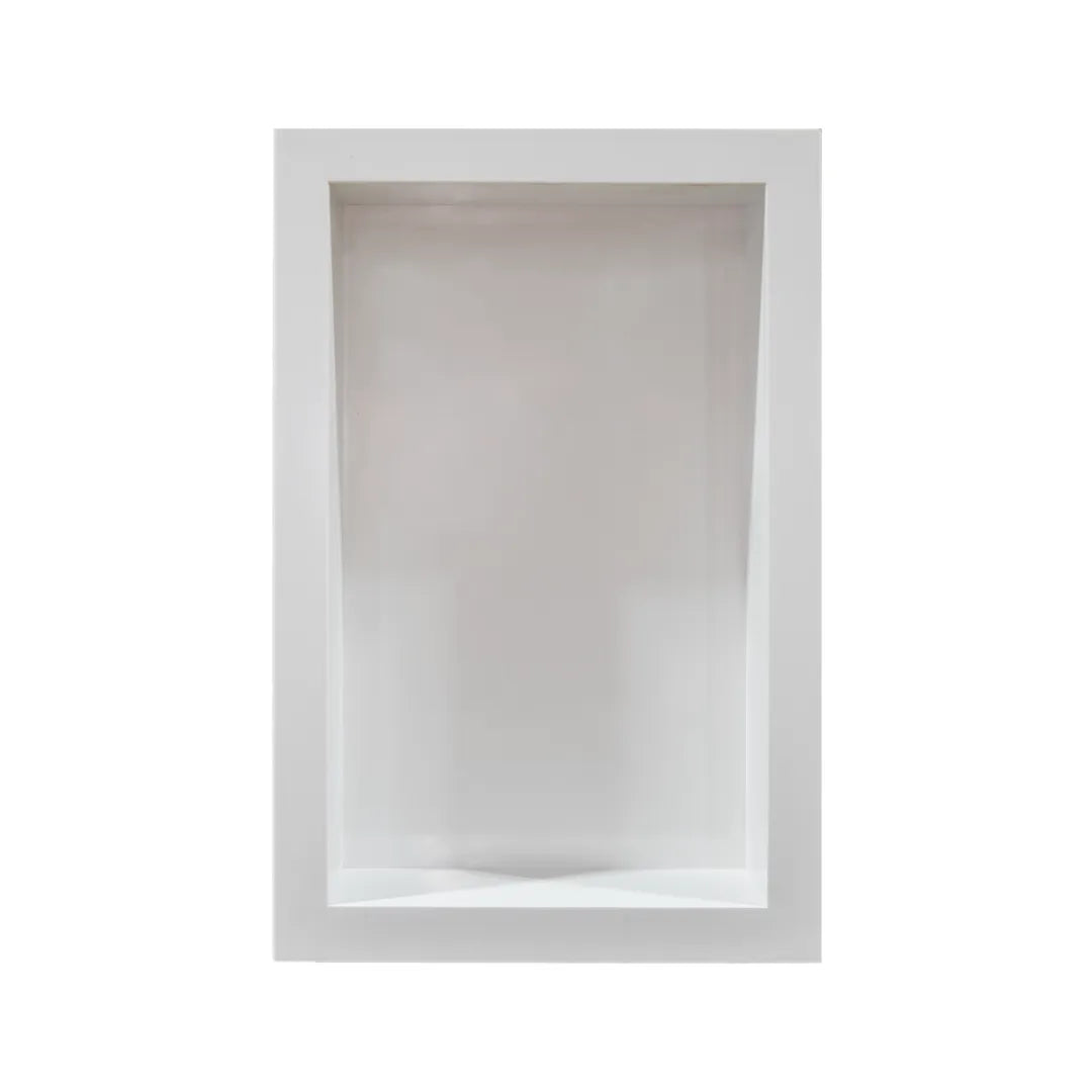 Bathroom Shower Shampoo Quartz Niche with Shelf - B1 in white, 14” W x 22" H by Besso Floor & Decor.