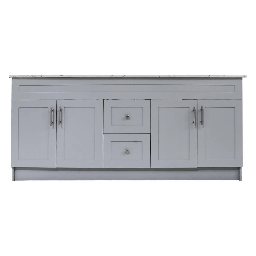 60" Grey MDF Vanity Base For Double Sink With 2 Drawer - TESCO Building Supplies