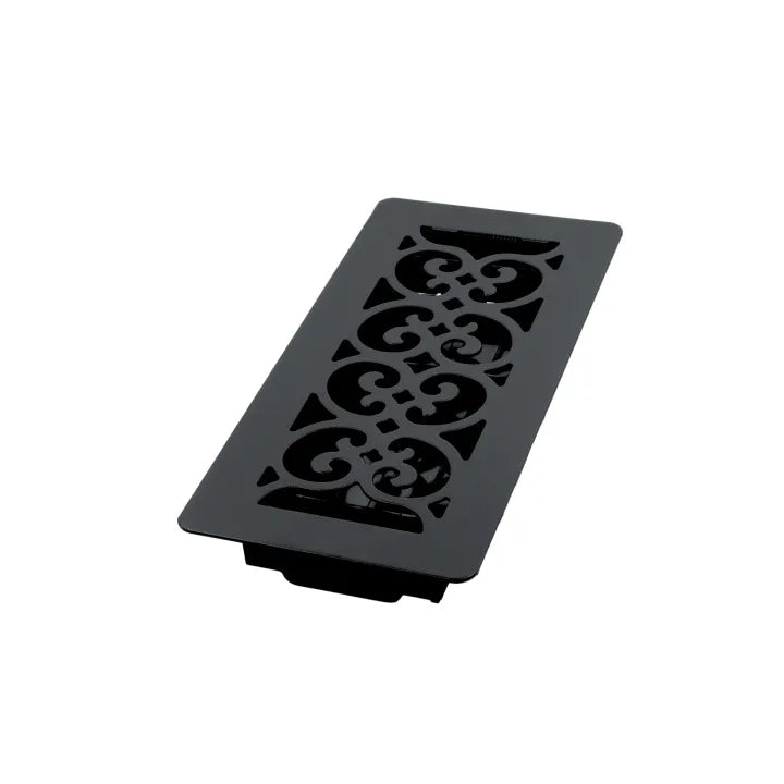 4″x 10″ Scroll Steel Plated Wall/Ceiling Register – Textured Painted Black