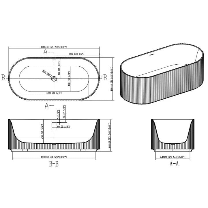 Free Standing Bathtub - PY170-104S