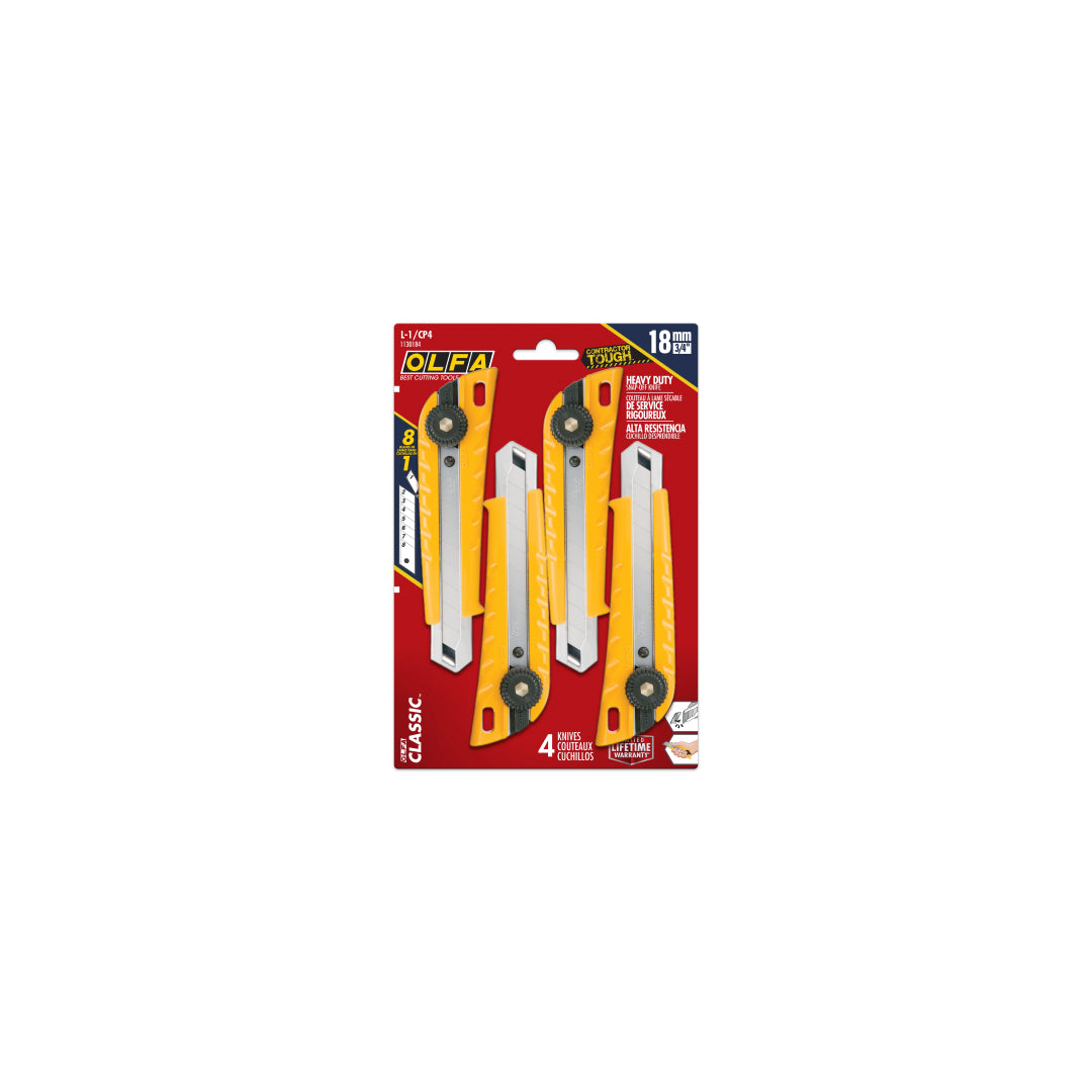 Classic Heavy Duty Ratchet-Lock Utility Knife, 4-Pack