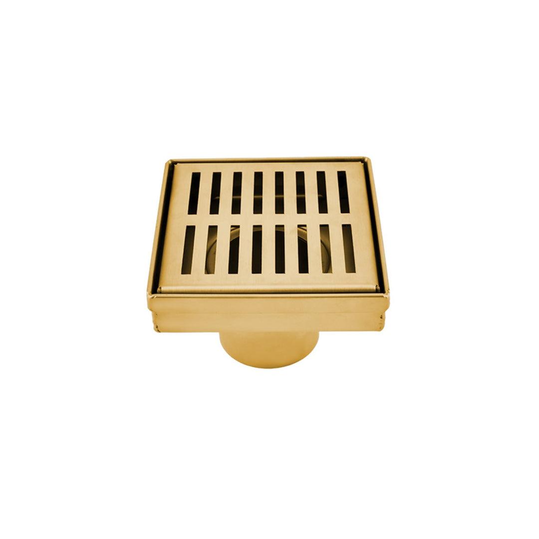 Square Shower Drain Slot Grid 6" x 6"x 2-3/4" Brushed Gold - 188096