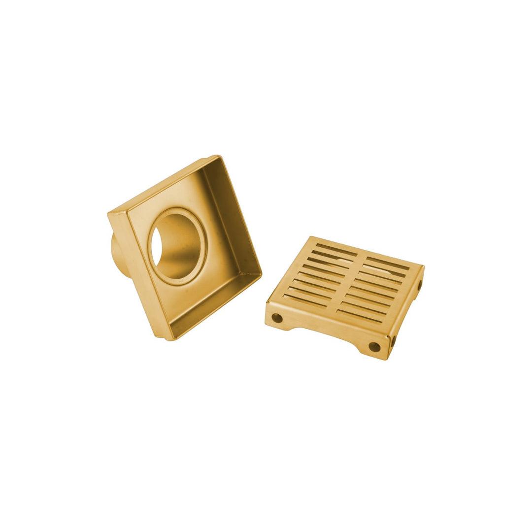 Square Shower Drain Slot Grid 6" x 6"x 2-3/4" Brushed Gold - 188096