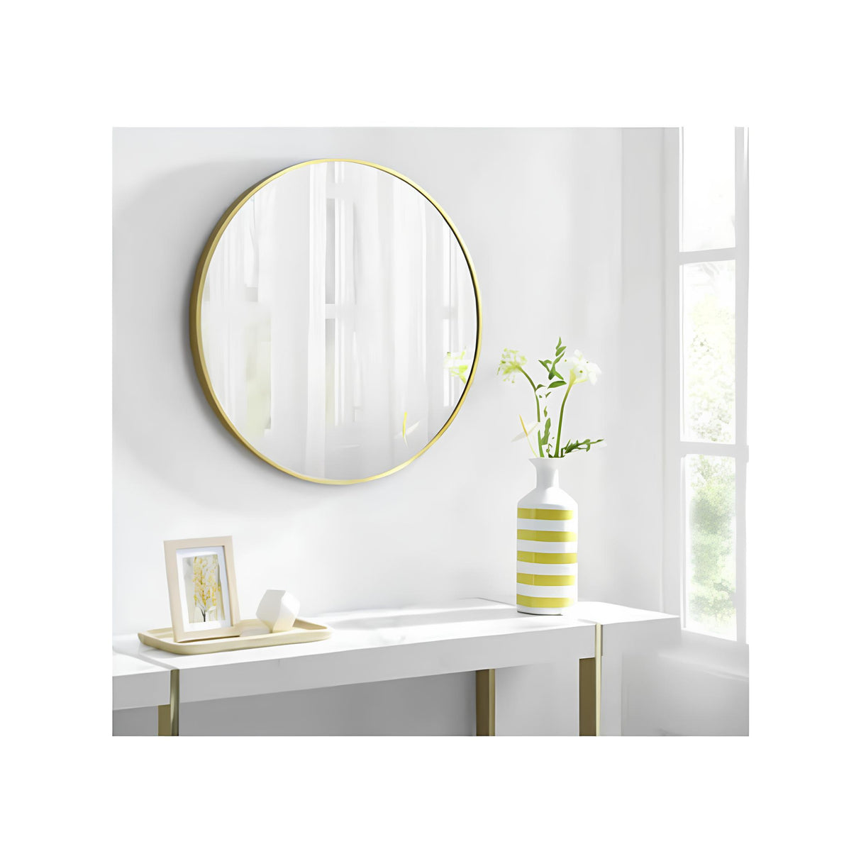 Metal Round Gold Mirror