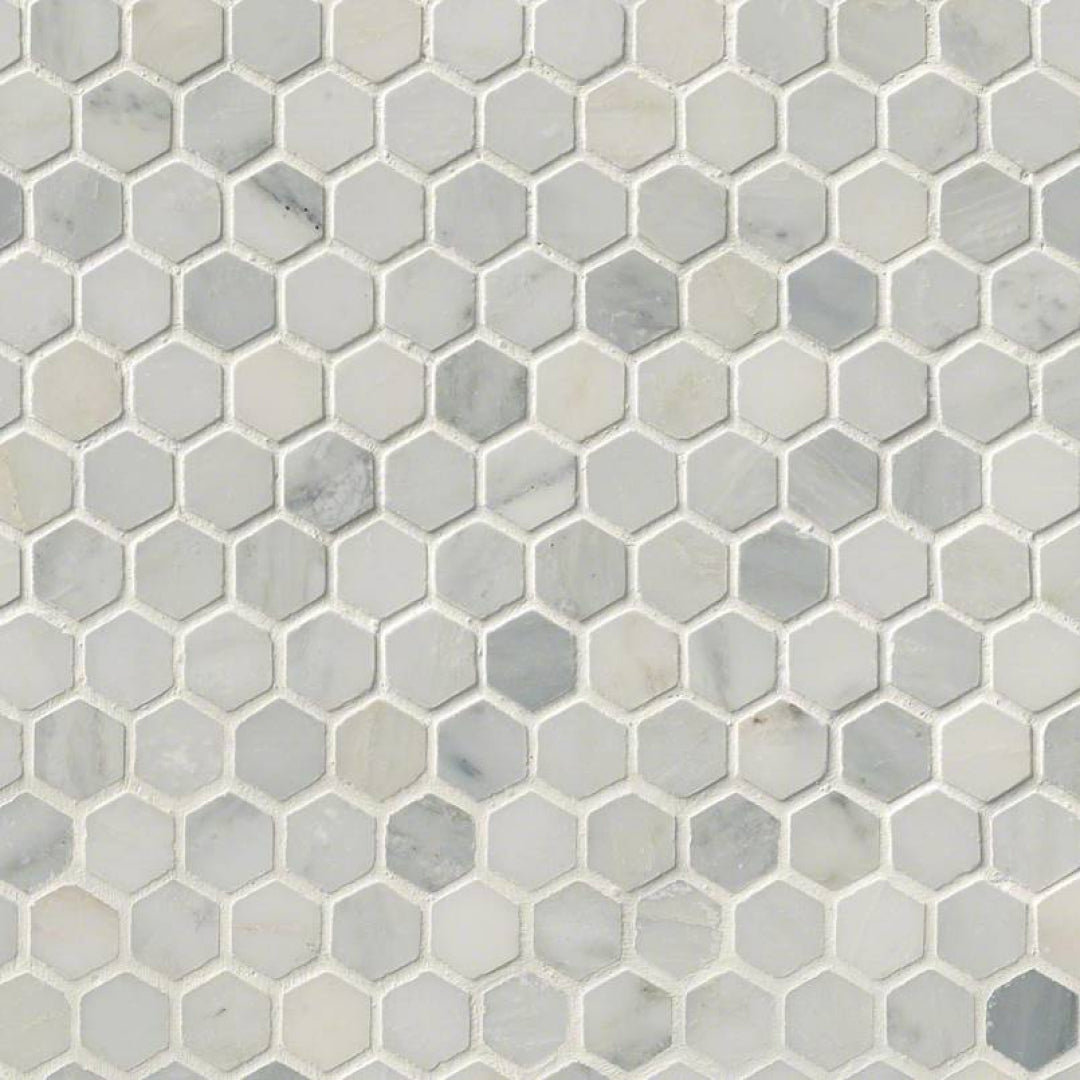 Carrara 1" Hexagon Mosaic Tile