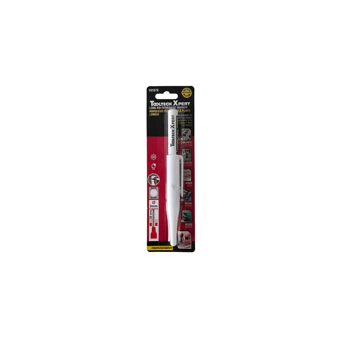 Long Nib Permanent Marker White Alu Body