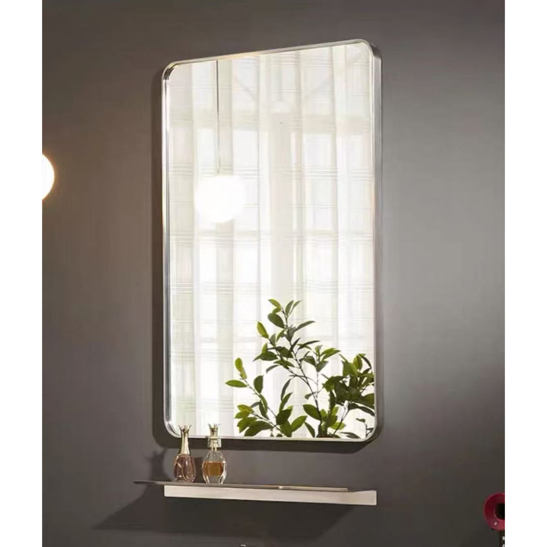 Round Corner Mirror Silver