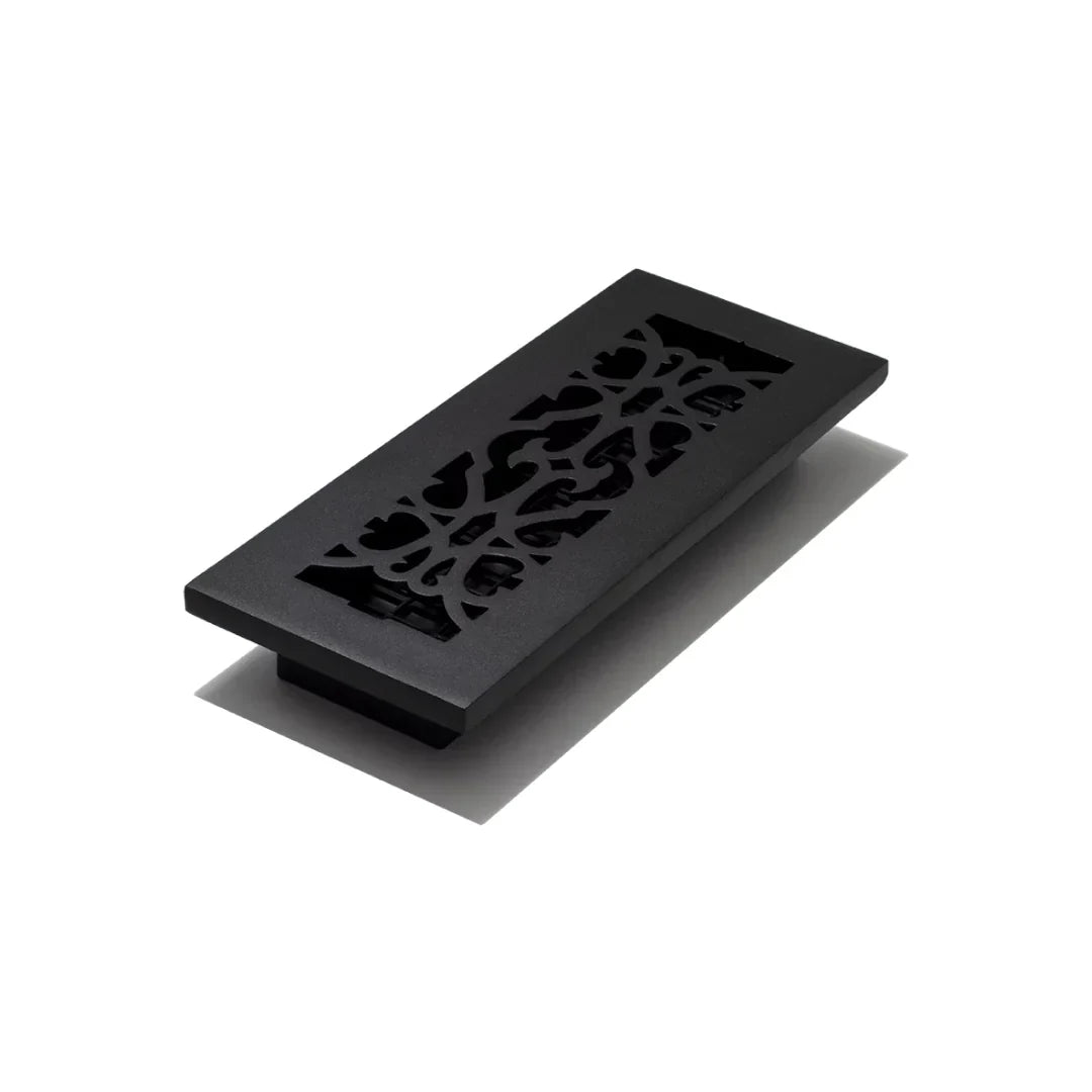 3″x10″ Victorian Cast Iron Floor Register – Black