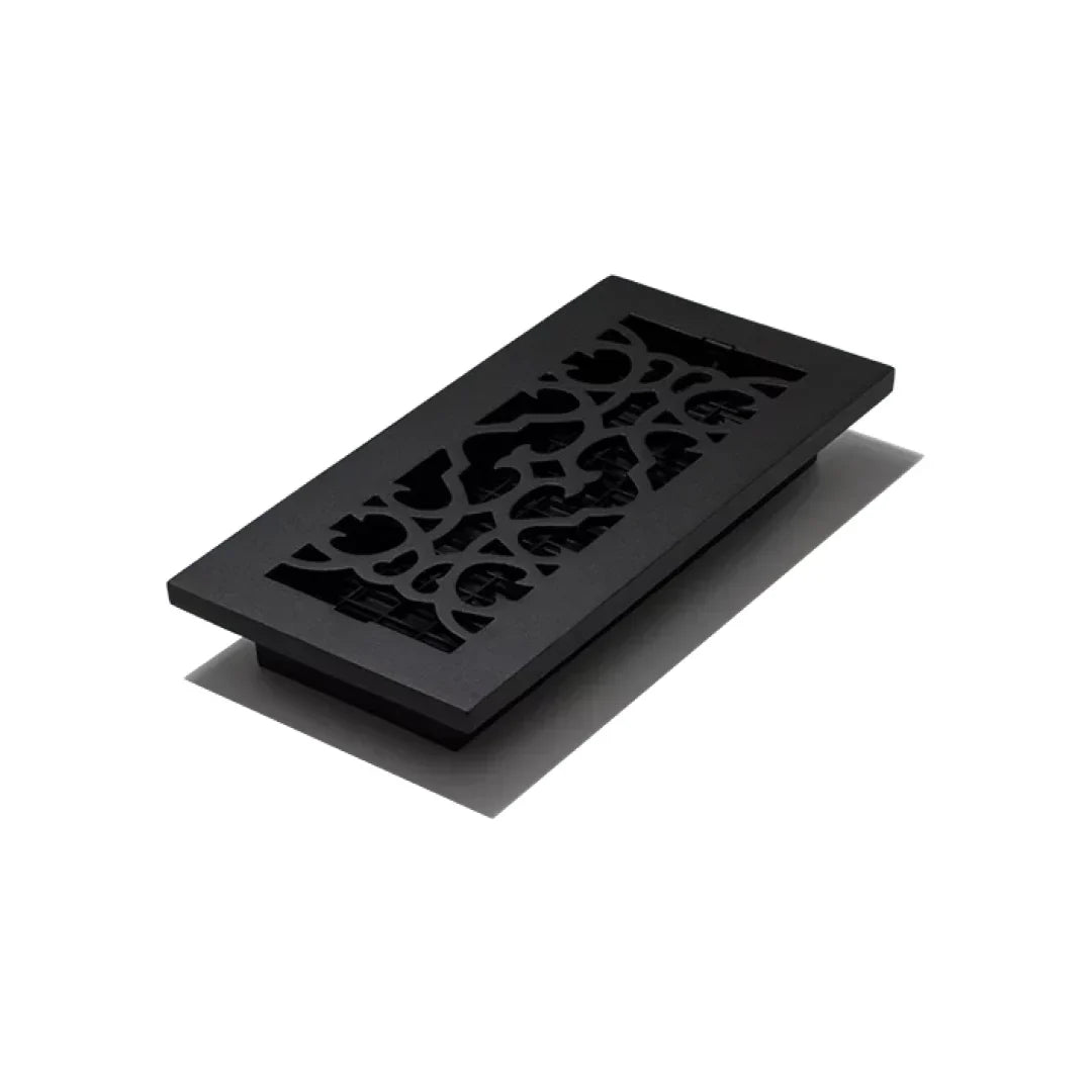 4″x10″ Victorian Cast Iron Floor Register – Black