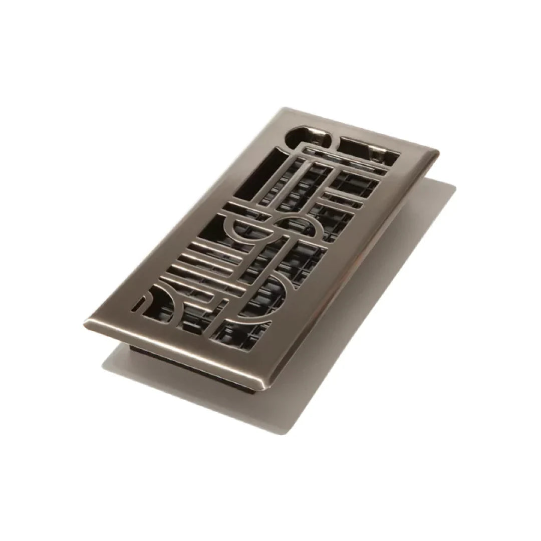 4″x10″ Art Deco Floor Register – Plated Nickel