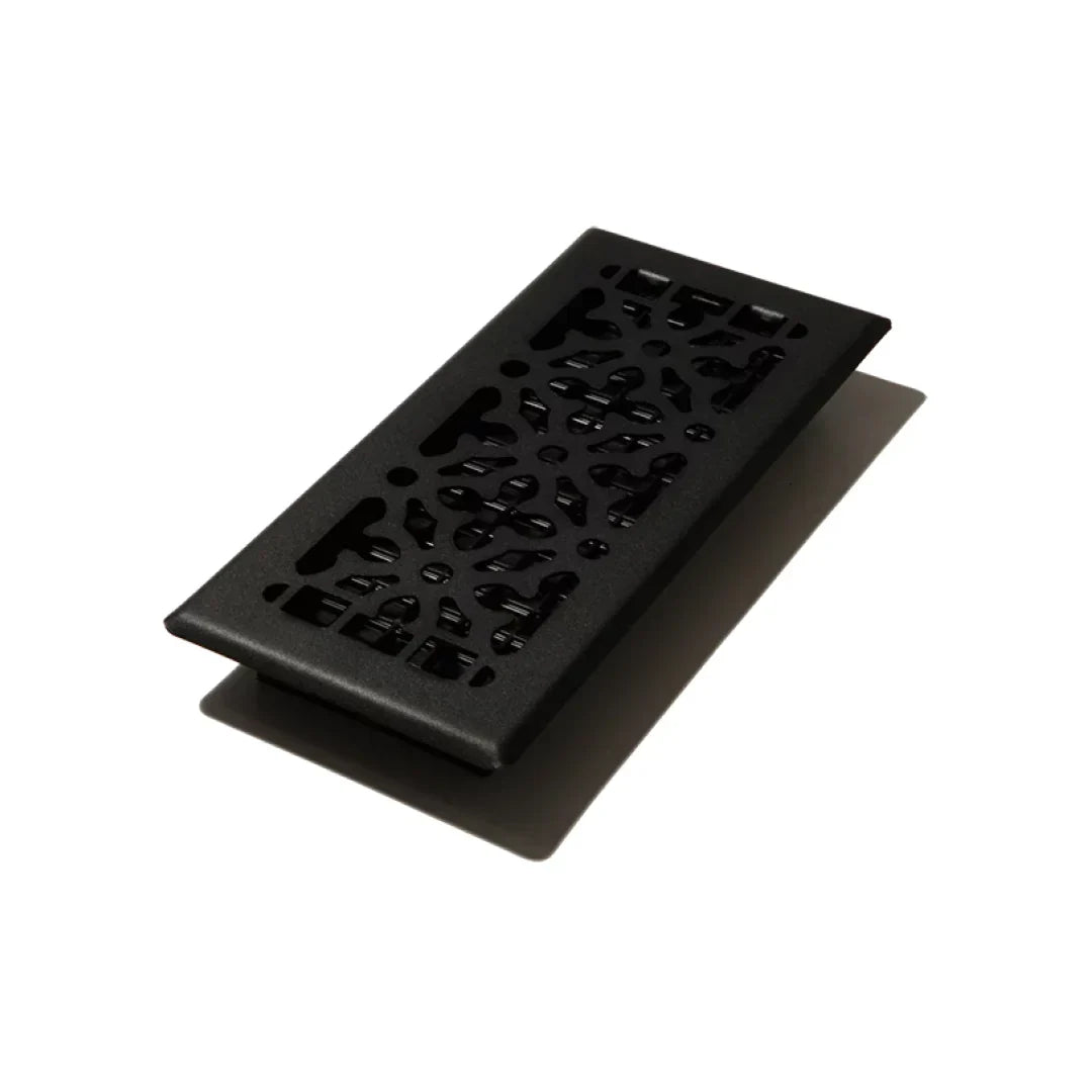 4″ x 10″ Gothic Floor Register – Textured Black Cast Iron Look