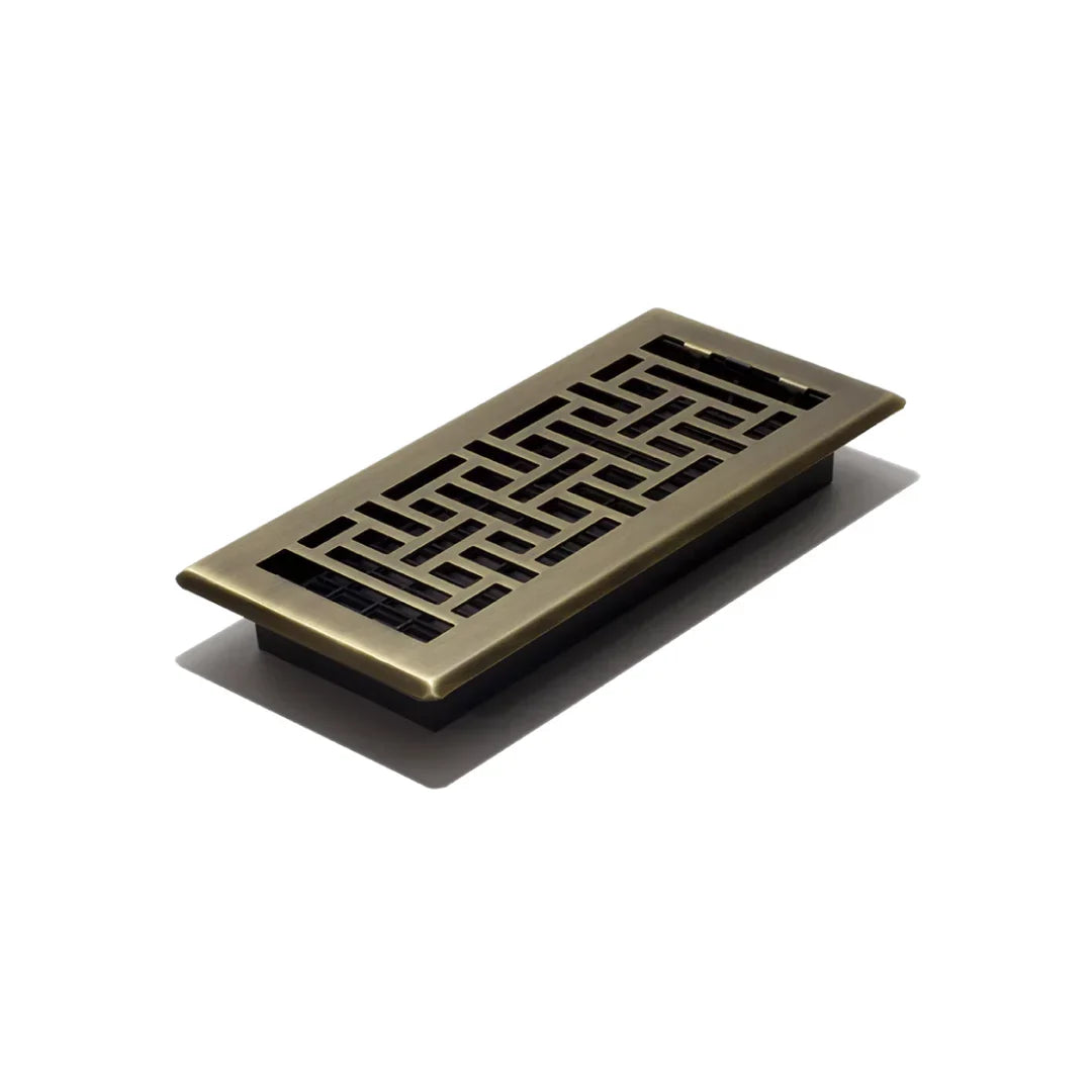 4″x10″ Oriental Steel Plated Floor Register – Antique Brass