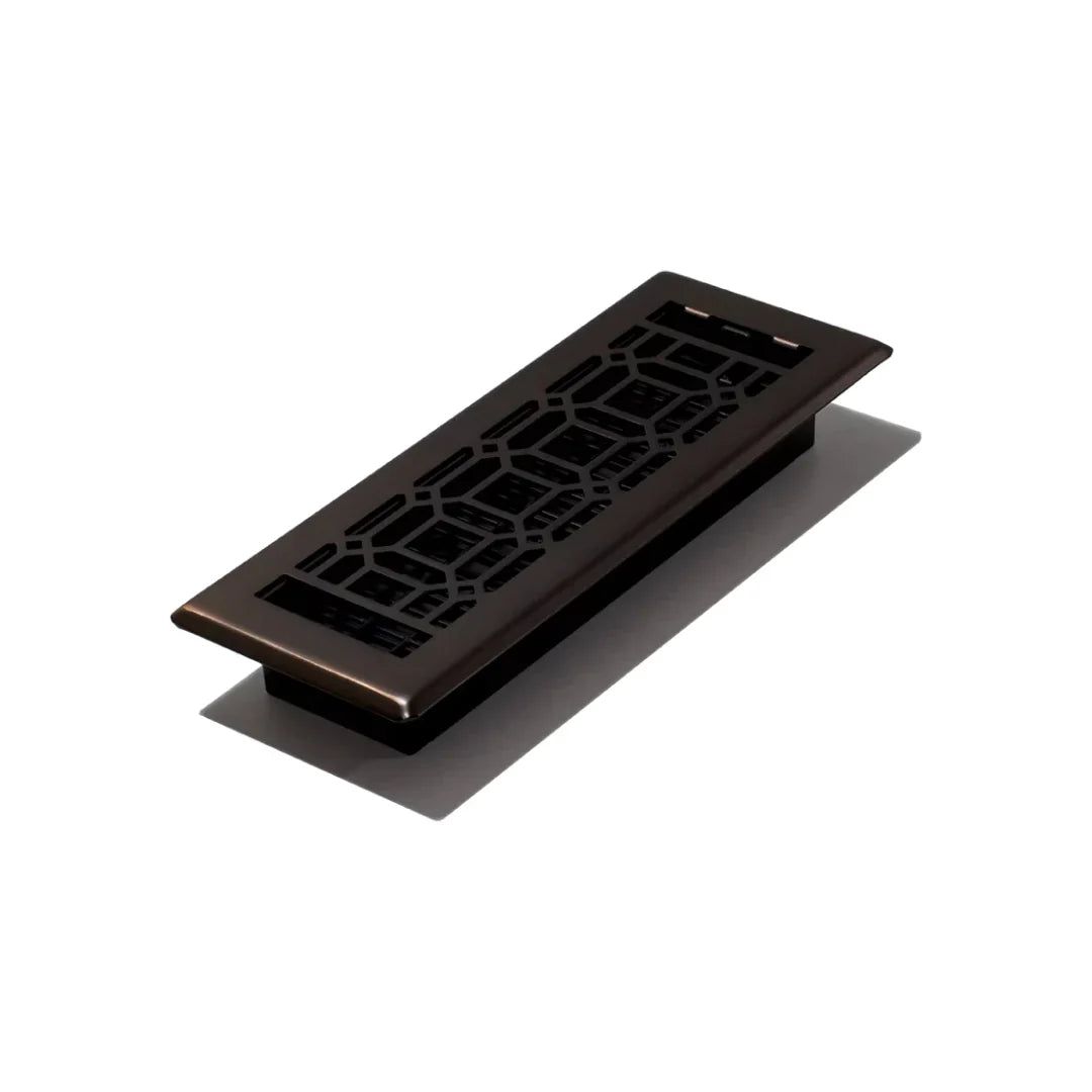 3″x10″ New Gothic Plated Steel Floor Register – Rubbed Bronze