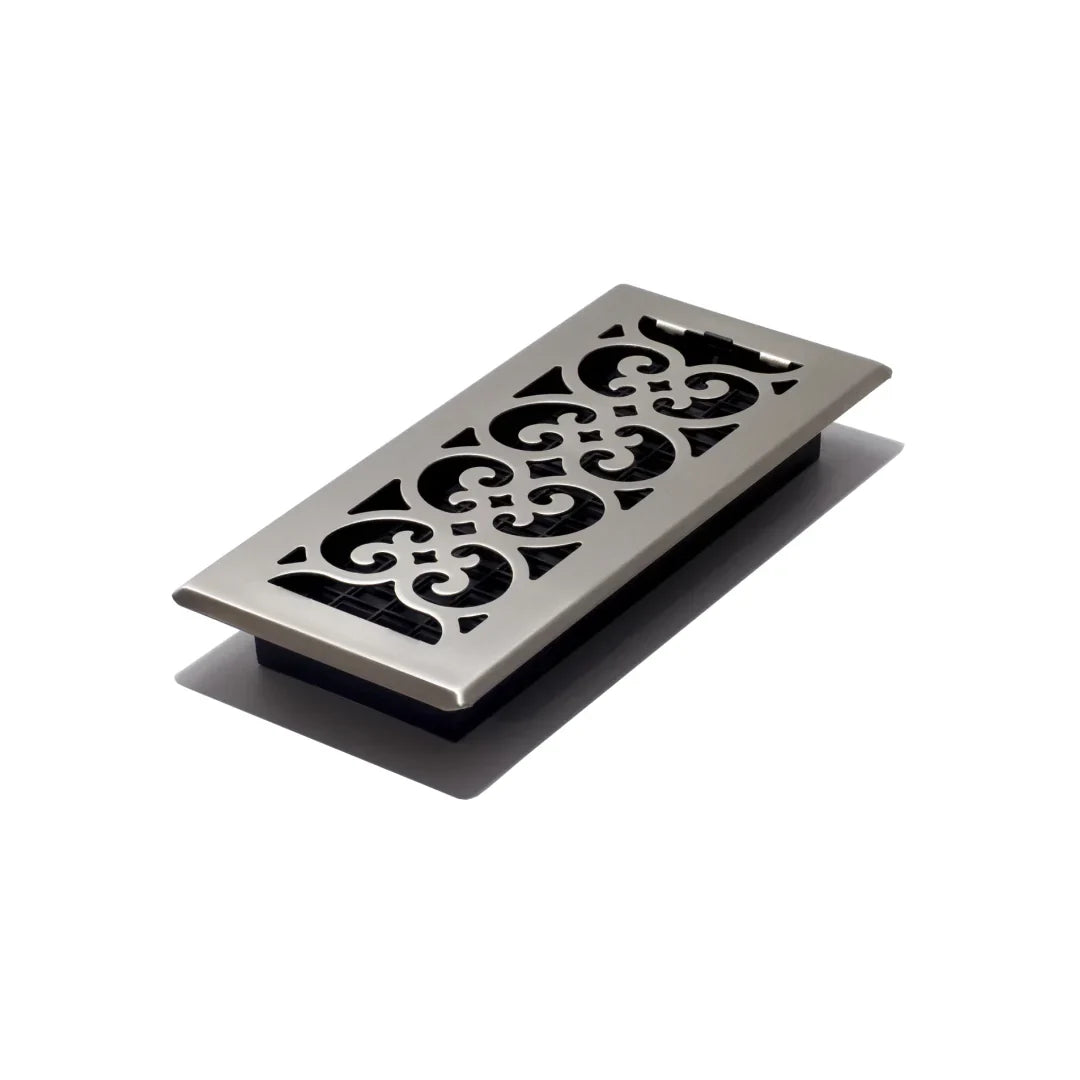 4″x10″ Decor Steel Floor Register – Brushed Nickel