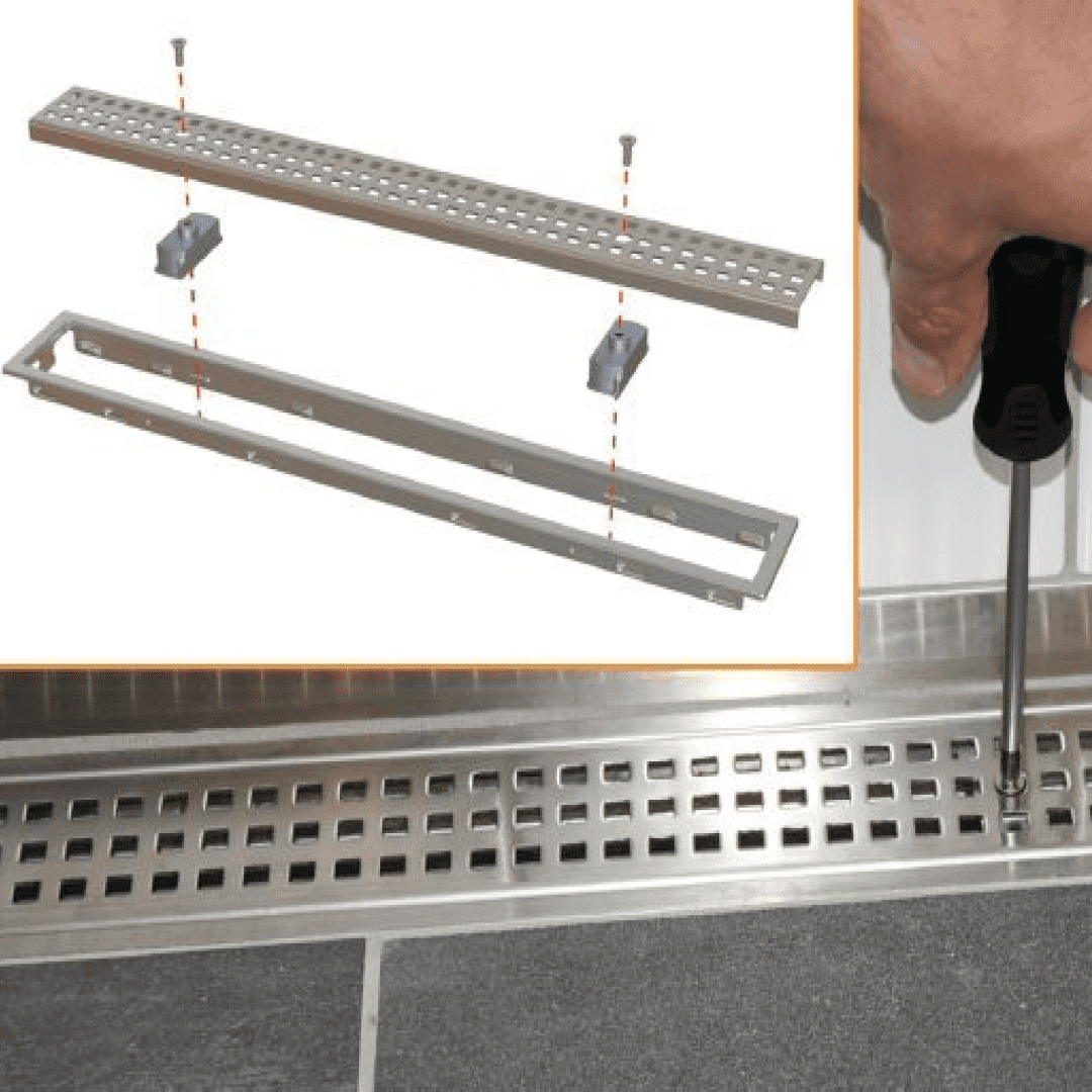 KERDI-LINE Linear Drain Square Grate With Locking Mechanism - Besso Floor & Decor