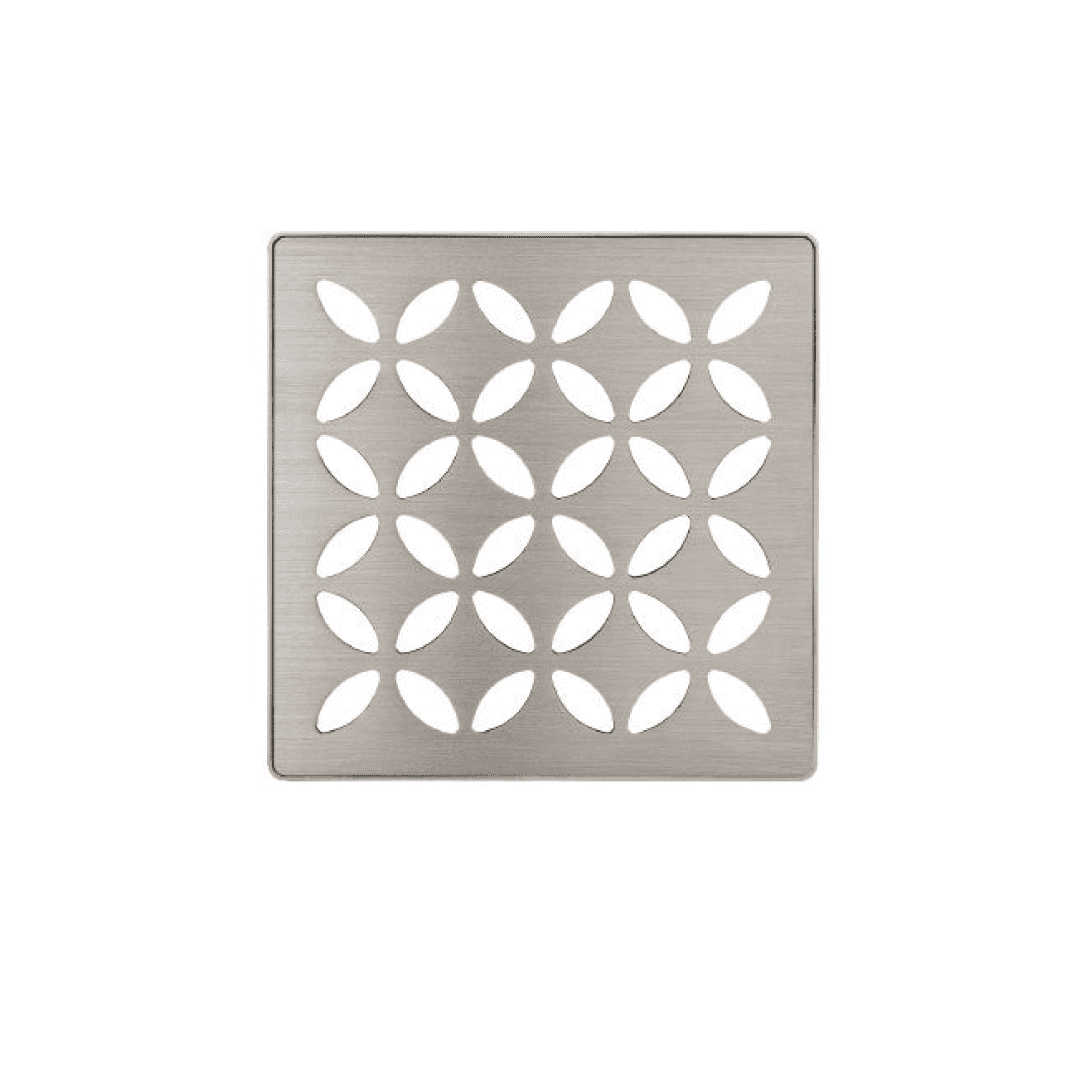 KERDI-DRAIN 4" Metallic Finishes Point Drain With Integrated Bonding Flange Floral