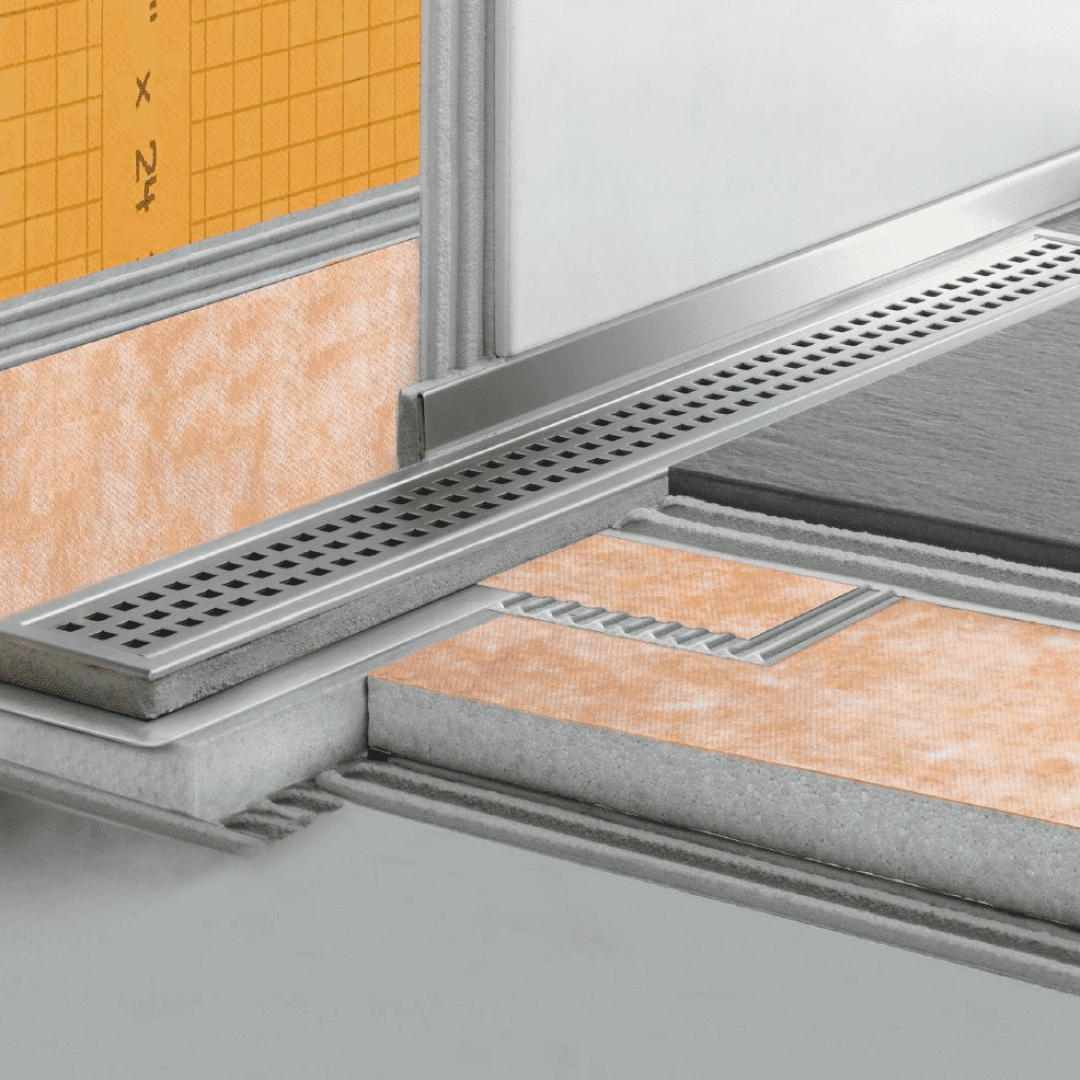 KERDI-LINE 3/4" Height x 1/8"to 9/16"Thick Linear Drain Gate Assembly Brushed Stainless Steel Square(B)