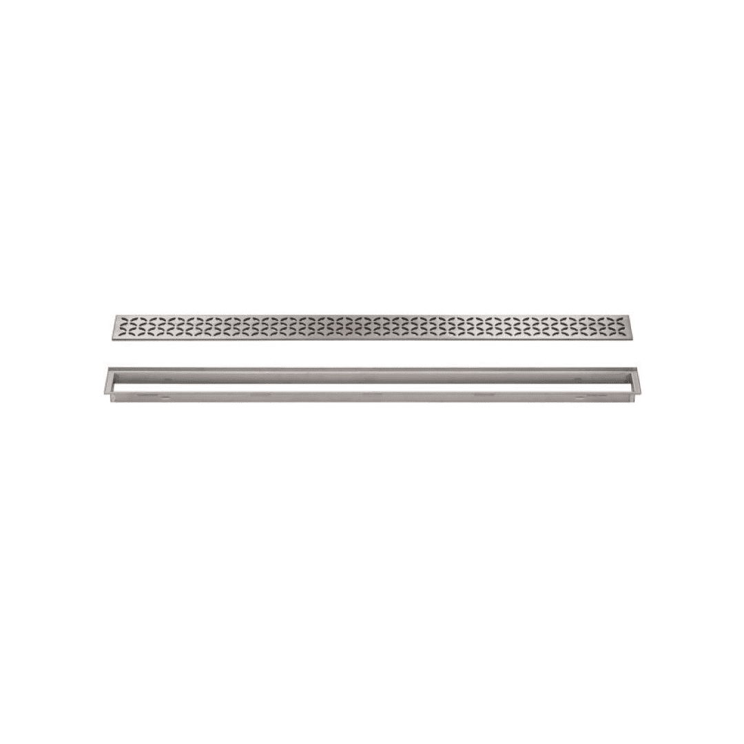 KERDI-LINE 29/32"Height x 1/4"to 11/16" Thick Linear Drain Gate Assembly Brush Stainless Steel Floral