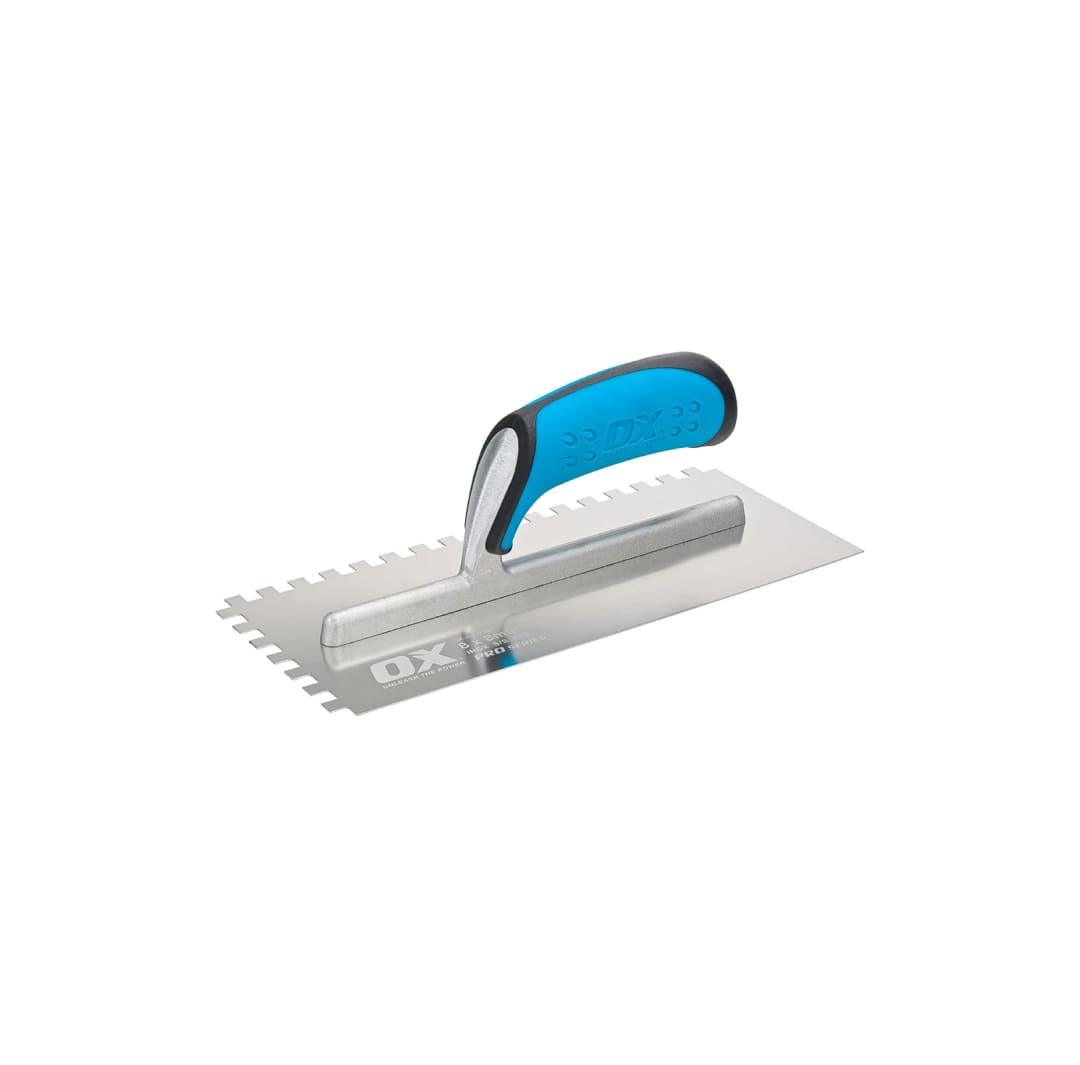 Pro 11" X 4-3/4" Carbon Steel Notch Trowel | 1/4 X 1/4 X 1/4 Square Notch