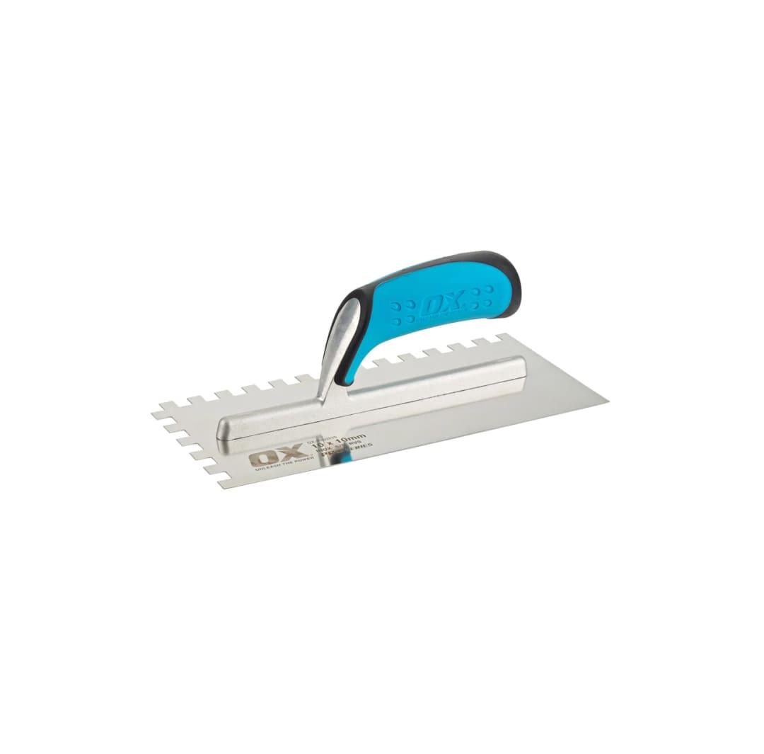 Pro 11" X 4-3/4" Stainless Steel Notch Trowel | 1/4 X 3/8 X 1/4 Square Notch