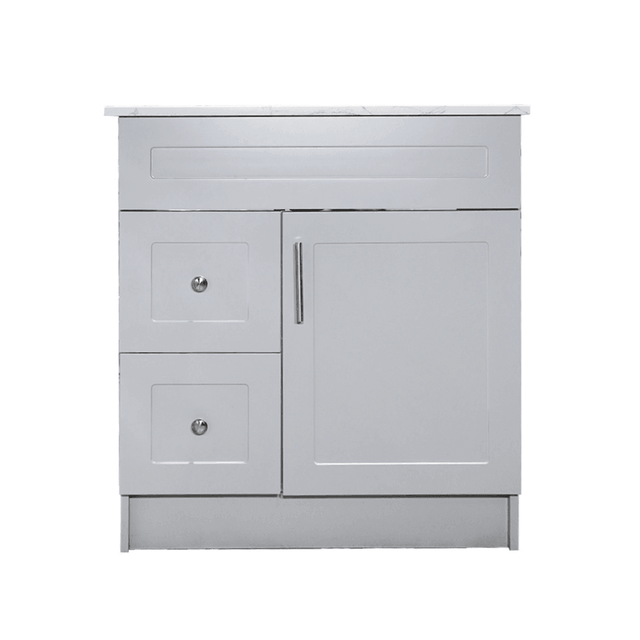 30" Grey MDF Vanity Base With 2 Drawer - TESCO Building Supplies 