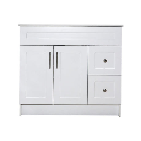 36" White MDF Vanity Base With 2 Drawer - TESCO Building Supplies 