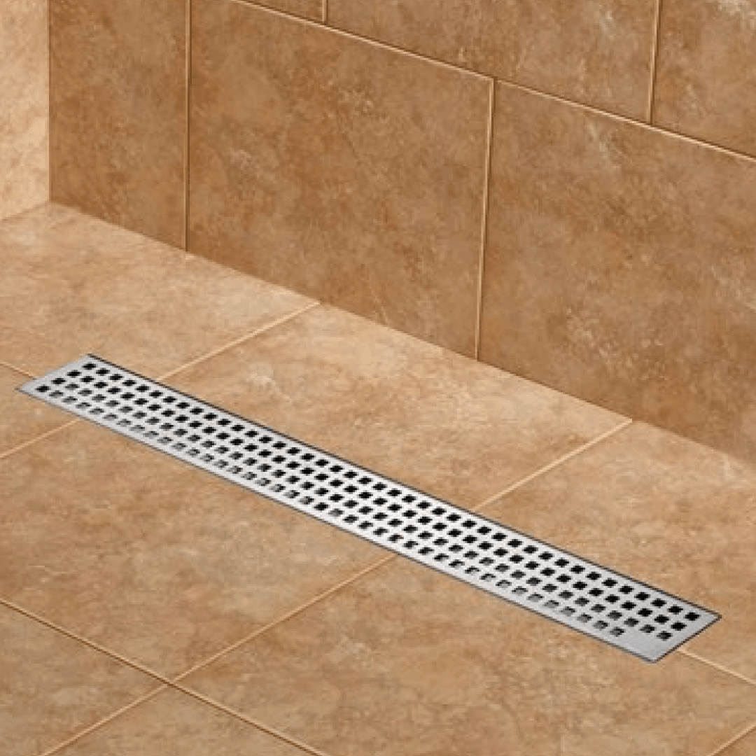 Linear Shower Drain Sq. Grid 2in 24" x 3" x 3-1/8" - 188063 - TESCO Building Supplies 