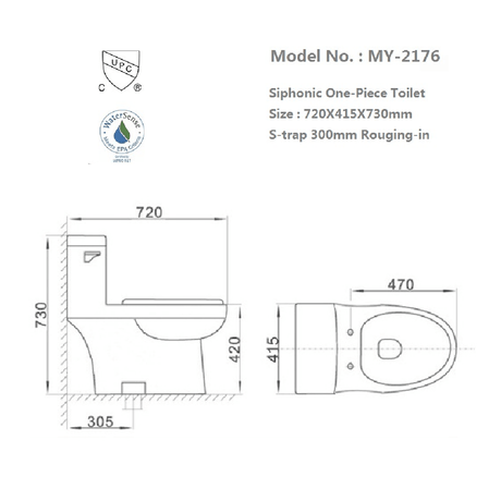 Siphonic One-Piece Toilet - MY-2176 - Besso Floor & Decor