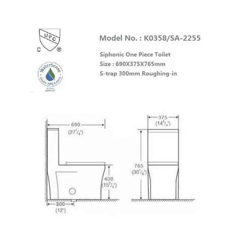 Siphonic Two-Piece Toilet Dual Flush - SA-2255 - Besso Floor & Decor